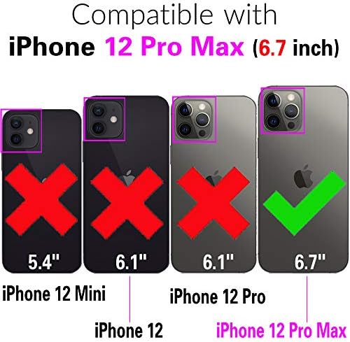 Съвместим с iPhone 12 Pro Max 6,7 Чанта-портфейл с пагон през рамо и стойка, Кожен Държач за кредитни карти, джоб за мобилен телефон iPhone12promax 5G i 12s Plus iPhone12 12pro Promax Лилаво