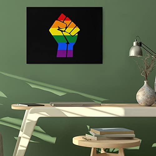 Nudquio Флаг на Гордостта на ЛГБТ Юмрук Платно Картина Стенно Изкуство Подвесная Картина за Дома, Спалня, Всекидневна,