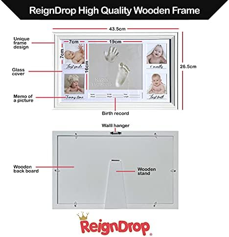 Комплект с глина за рамката на паметта ReignDrop – Комплект за отпечатъци от ръце новородено дете – Пълен комплект за отпечатъци