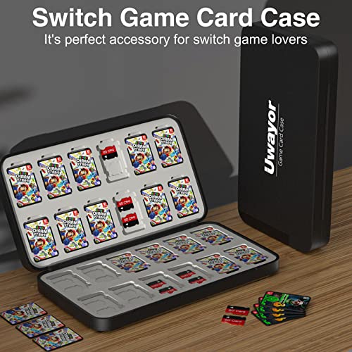 Калъф за игра на карти Uwayor Превключвател за Nintendo Switch/ключове OLED дисплей, слотове за памет карти Micro SD,