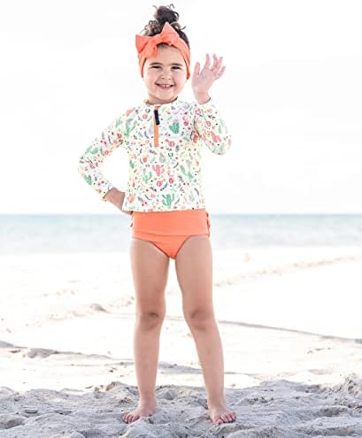 РаффлеБаттс® Комплект на бански костюми за предпазване от Акне с дълъг ръкав за малки момичета, Комплект от 2 теми,