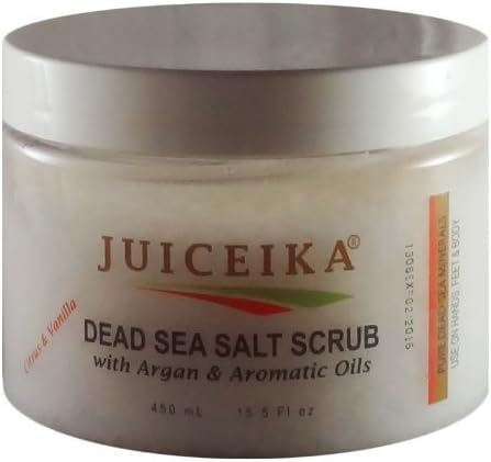 Скраб от соли от Мъртво море с Аргановым и Ароматни масла с аромат на цитрусови плодове и ванилия (15,5 течни унции-450 мл) от Juiceika