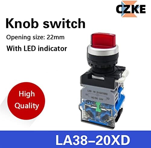 SKXMOD LA38 Led ключ Ключ ротационен превключвател 2 3-позиционен лампа с самоблокирующимся сребро контакт с подсветка 1NONC 22 мм LA38-11XD/21 (Цвят: червен 1NO1NC, Размер: 2-позиционе?