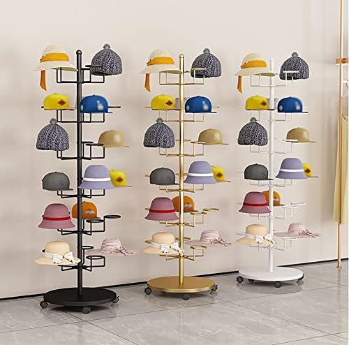 SRNSAEB Организаторите за съхранение на шапки голям капацитет за жени, 6-Различен Рафтове за бейзбол кепок, търговски и домашно ползване (Цвят: златен)