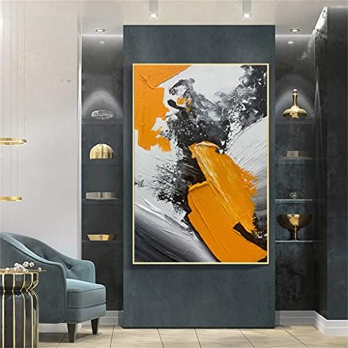 WDFFFE Живопис с маслени бои ръчно изработени Абстрактна Златна Фолио Оранжево Дебел Нож Живопис с маслени бои