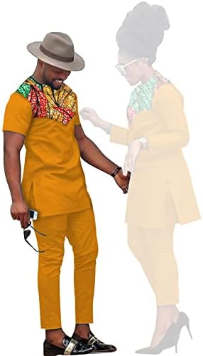 Облекло за африканска двойка, Жена Топ и панталон с принтом на Анкара, Комплект за парти, Банкет, Дрехи за двойки, Мъжки Топ и Панталон, Комплект с