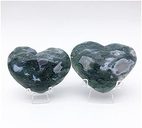 ZYM116 1бр Натурален Голям Мъхест Ахат във формата На сърца, Ръчно изработени Кристалното Сърце Подарък Изцеление Полирани Естествени камъни и минерали Housewarming (Разме?