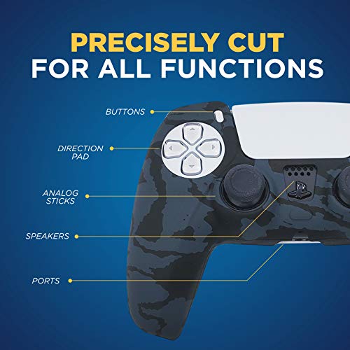Защитен калъф за контролера PS5 със силиконов гел (ps5 Grey Camo), Съвместим с Sony Playstation 5, Съвместим с Аксесоари за Playstation 5, Защитни Покривала за безжичен контролер, Калъф за