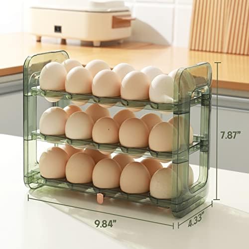rxgatrme Титуляр за яйца за хладилника 3-Слойный Контейнер за яйца с панти капак на 30 мрежи Пластмасов Контейнер за съхранение