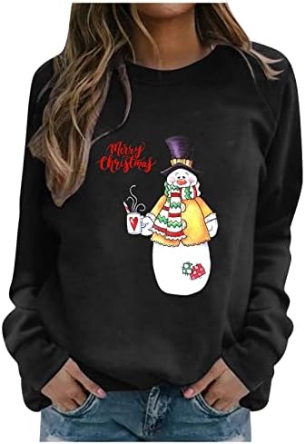 JJHAEVDY Дамски Грозна Коледна Hoody с кръгло деколте, Новост, 3D Графичен Пуловер с Дълъг ръкав, Риза