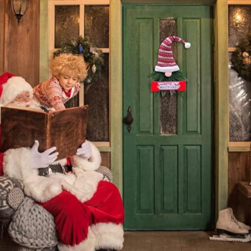 Коледен Стил Венец Джудже Вратата Виси Безлични Кукла Венец Празнична Украса Коледна Шапка Венец Окачване Кристален Полилей