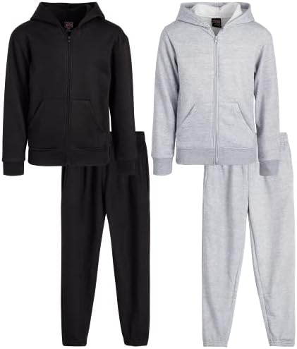 Мек вълнен плат комплект за бягане за момчета Quad Seven - Базова Однотонная hoody с качулка с цип и с панталони от 4