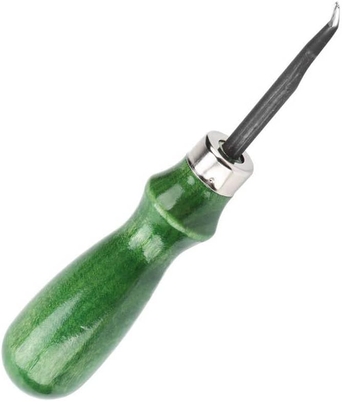 Работен Инструмент САМ Leather Edge Beveler Със Зелена Дървена Дръжка За Рязане на Кожа Скивера