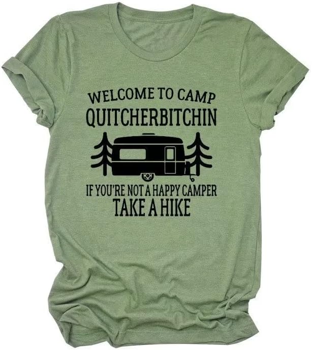 Тениска Welcome to Лагер Quitcherbitchin, Тениски за разходки, Тениски за Пътуване, Тениска Trip 2023 за Жени