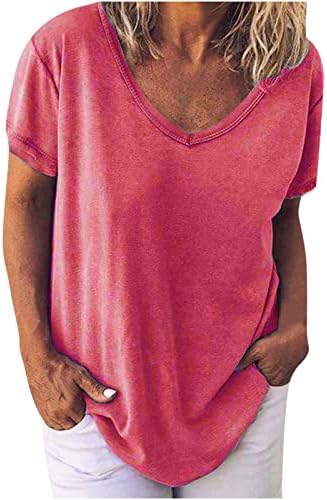 Блуза с деколте Сърце за Жени, Есен-Лято, Основни Ежедневни Блузи с Къс Ръкав, Ризи За Момичета, 2023 РБ