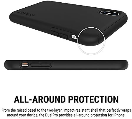 В двуслоен калъф Incipio DualPro за iPhone XS Max (6,5 ) с хибридна ударопоглъщащ защита от падане - Черен