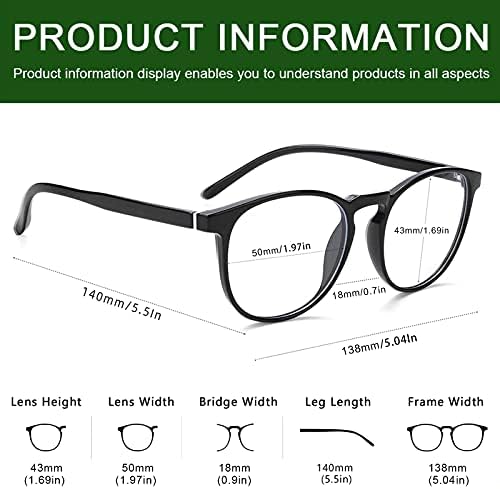 Przene, 3 опаковки, блокер синя светлина Очила За жени/мъже, Ретро кръг на компютърни очила с защита От напрежението