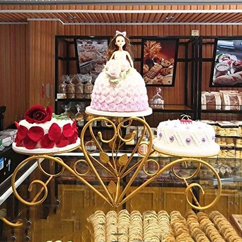 Поставка за торта от Ковано Желязо Трехъярусная Поставка за торта Сватба Многопластова Поставка за Десерт за Чай Сервировочное ястие (Цвят: златен размер: 78X25X32 см)