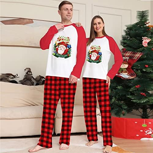 Комплекти Мека Пижам Dksld, Риза Raglan с дълги ръкави и Принтом Дядо Коледа, Изпъстрен Панталони, Дрехи за Почивка за