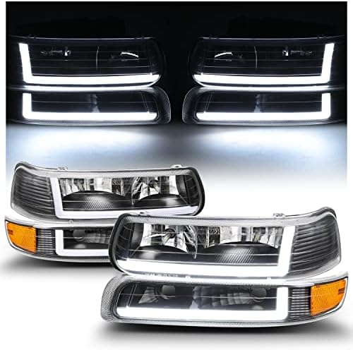 M-AUTO DRL led дневни светлини в колекцията с 2 двойки от предварително събраните led лампи 6000 K, Съвместими с 99-02 Chevy Silverado 1500HD 2500HD 3500HD/ 00-06 Chevy Suburban 1500 2500 Tahoe 2/4 врати