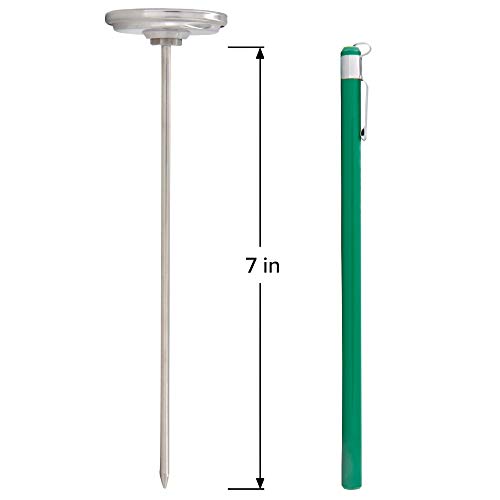 Термометър за почва REOTEMP K82-3, 7 инча на пръта, Водоустойчив, за измерване на температурата в градината при сеитба