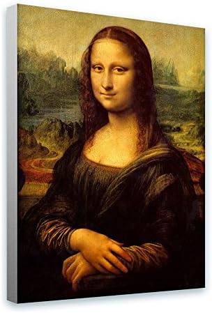 Alonline Art - Мона Лиза на Леонардо Да Винчи | Печат върху платно от памук | Готова рамка (на руло) | 31