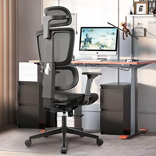 Игралното стол Primy Ергономичен Офис стол, Офис стол от дишаща мрежа с висока облегалка Регулируема лумбална