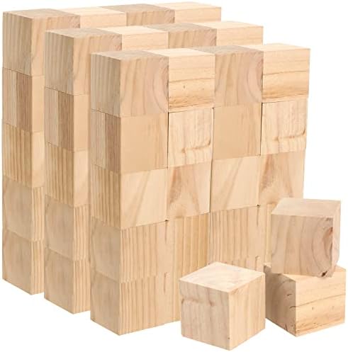 Комплект от 60 дървени Кубчета JAPCHET, 2-Инчов Блокове от естествен Незаконченного дърво, Празни Дървени Кубчета