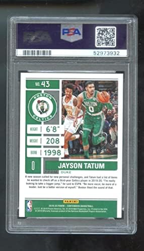 2019 Джейсън Тейтъм Панини ПРЕТЕНДЕНТИ #43 PSA 10 GEM MT Бостън Селтикс Баскетболно карта НБА