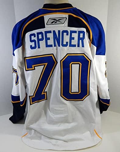 Сейнт Луис Блус Спенсър #70 Излиза В играта Бяла Риза DP12336 - Използваните В играта тениски НХЛ