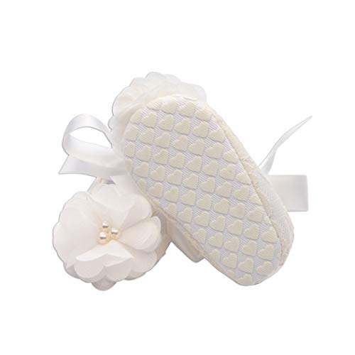 Комплект от Дантелен туфелек за Кръщение Венчелистчета цвят на Слонова кост, с цвете и превръзка на главата, за Малко момиченце (Размер 0)