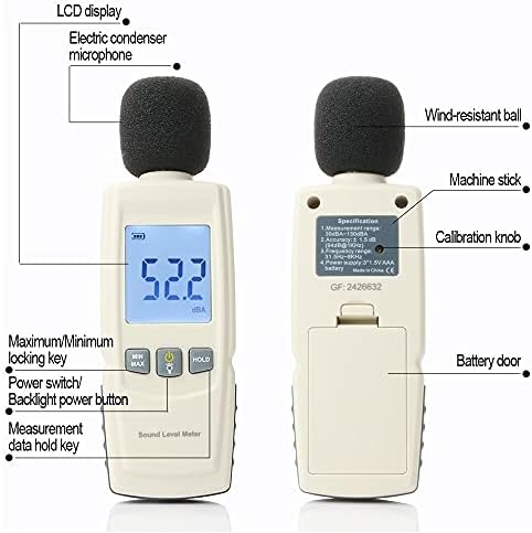 Уред за измерване на шума SDFGH, М DB, 30 ~ 130дБ, Мини Аудио, Измерване на Нивото на Звука, Децибеловый Монитор, Диагностичен Инструмент, Интелигентен Сензор