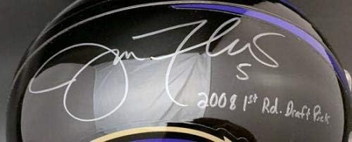Джо Флакко ПОДПИСА Каска Balt Рейвънс F /S + 1-во избор на драфте PSA / DNA С АВТОГРАФ - Каски NFL с автограф