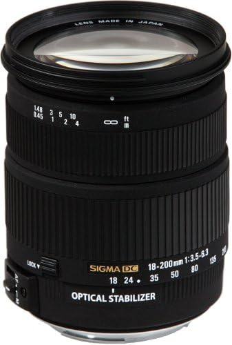 Обектив Sigma 18-200 mm f/3,5-6,3 на постоянен ток с автоматично фокусиране OS (Оптичен стабилизатор) за цифрови огледално-рефлексни фотоапарати Canon