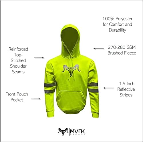 Мек вълнен плат Пуловер с качулка MVRK Industries HI VIS Safety