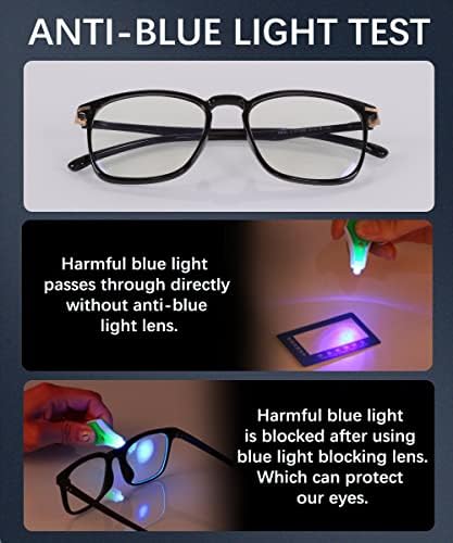HOFULK Сини Светлинни Очила за Жени, Черни, Сини Светозащитные Очила, Леки Очила за Четене Компютърни Игри,