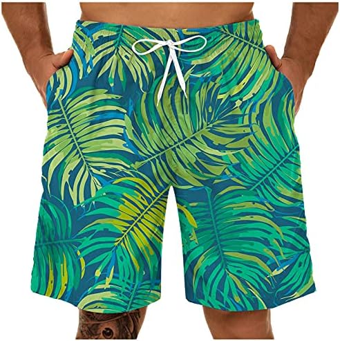 UBST Мъжки Летни Топене, бързо съхнещи Ежедневни Плажни Шорти С Принтом Тропически Листа на съвсем малък, Хавайски