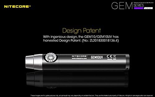 Съдържание на пакета: Фенерче Nitecore GEM10UV -3W 365nm UV-A LED с акумулаторна батерия NL1835, зарядно устройство UM10