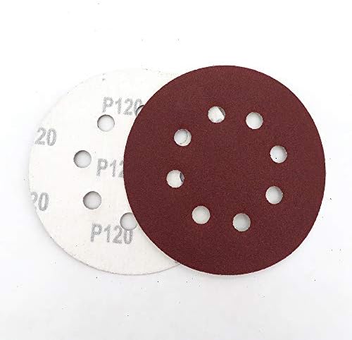20pcs 5-инчов 8-луночный шлайфане диск с плетене на една кука и линия, Червена Суха шкурка (Размер: 120 #)