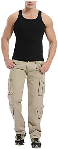 Мъжки Панталони-Карго, Мъжки Ежедневни Панталони-Карго Свободно Намаляване С Директни Штанинами, Работни Панталони с Джобове