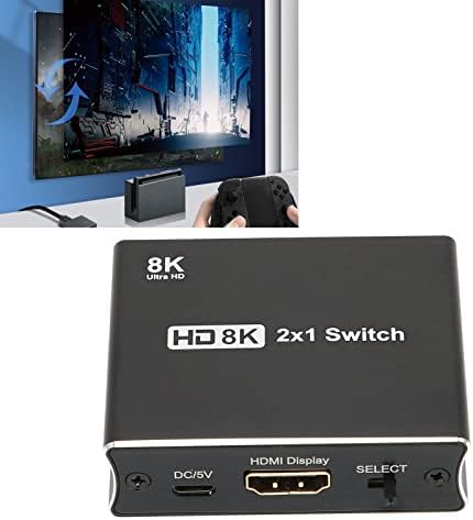 Jopwkuin Видеоразветвитель, 4K при 120 Hz Превключвател мултимедиен интерфейс HD 8K при 60 Hz Стабилна на Висока скорост 2 в 1 Изход за конзоли за игри