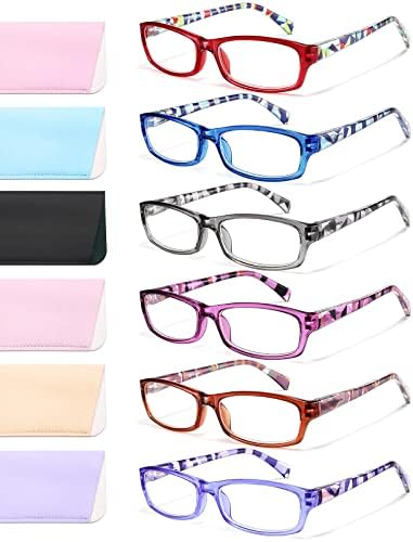 Gaoye Очила за четене за жени, 6 опаковки, Модни Ридеры за жени, Мъжки слънчеви Очила с Пружинным тръба на шарнирна