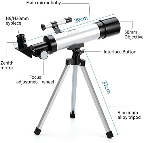 Телескоп Z & HA за Деца Начинаещи 70 мм с Отвор 300 mm AZ Определяне на Астрономически Телескоп-Рефрактор с Регулируем Статив за Наблюдение на Звездите, Гледане на Луната,
