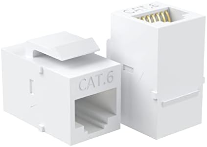 Съединител Cat6 RJ-45 Keystone в комплект, Ethernet конектор Keystone Jack, Вграденият Съединител тип Гнездо-гнездо за кабел, Cat7/Cat6/Cat5e/Cat5 - Бял