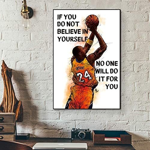 Легендарният плакат с баскетболна суперзвезда 16x24 Стенен артистични щампи, манталитет Mambas, вдъхновяващи