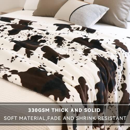 Флисовое Одеяло с принтом крави, Супер Мек Фланелен Уютни Завивки от крави, за възрастни, Леки, Пухкави Завивки от крави,