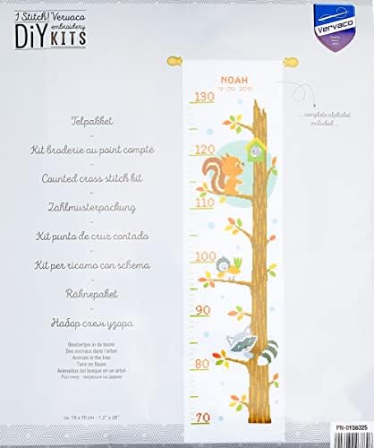 Преброяване бродерия на кръстат бод Vervaco: Комплект: Таблица височина: Животни на дървото, 18 x 70 см, N