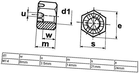 X-DREE резба M14 2 мм 304 Ядки с шестигранными прорези от неръждаема стомана 5 бр. (M14 Rosca 2 мм Paso 304 Acero
