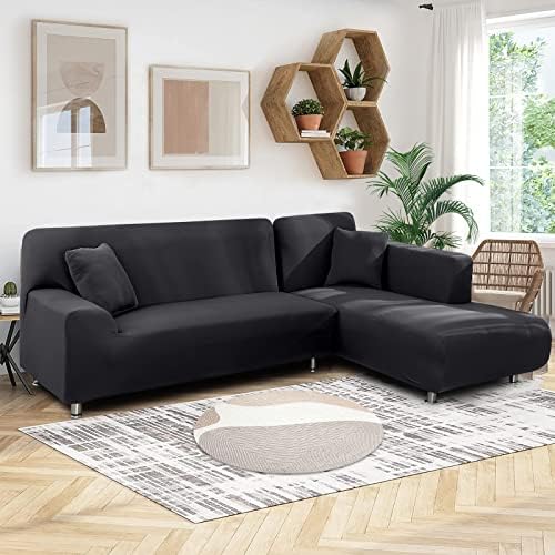 Калъфи за мека мебел секционни FIGOOO L-образна форма, 2 бр., Гъвкави Калъфи за мека мебел Секционни, Обръщане на Универсален
