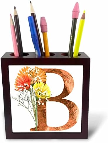 3. Начертайте Красивите есенни цветя, с участието на медни държатели за писалки с монограм Initial B - Tile (ph-370421-1)